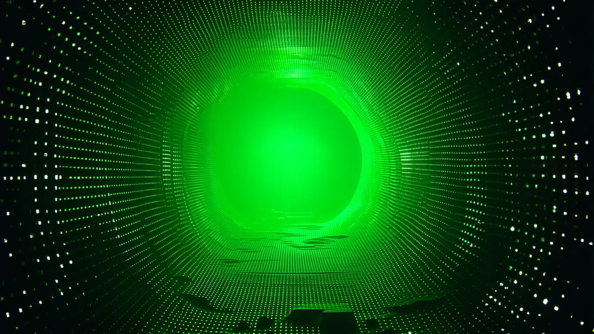 Synthetic aperture sonar point-cloud visualization of a tunnel interior cross-section showing an anomaly detection cluster