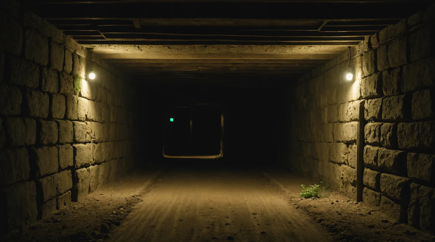 Underground border tunnel cross-section environment with sensor indicator light